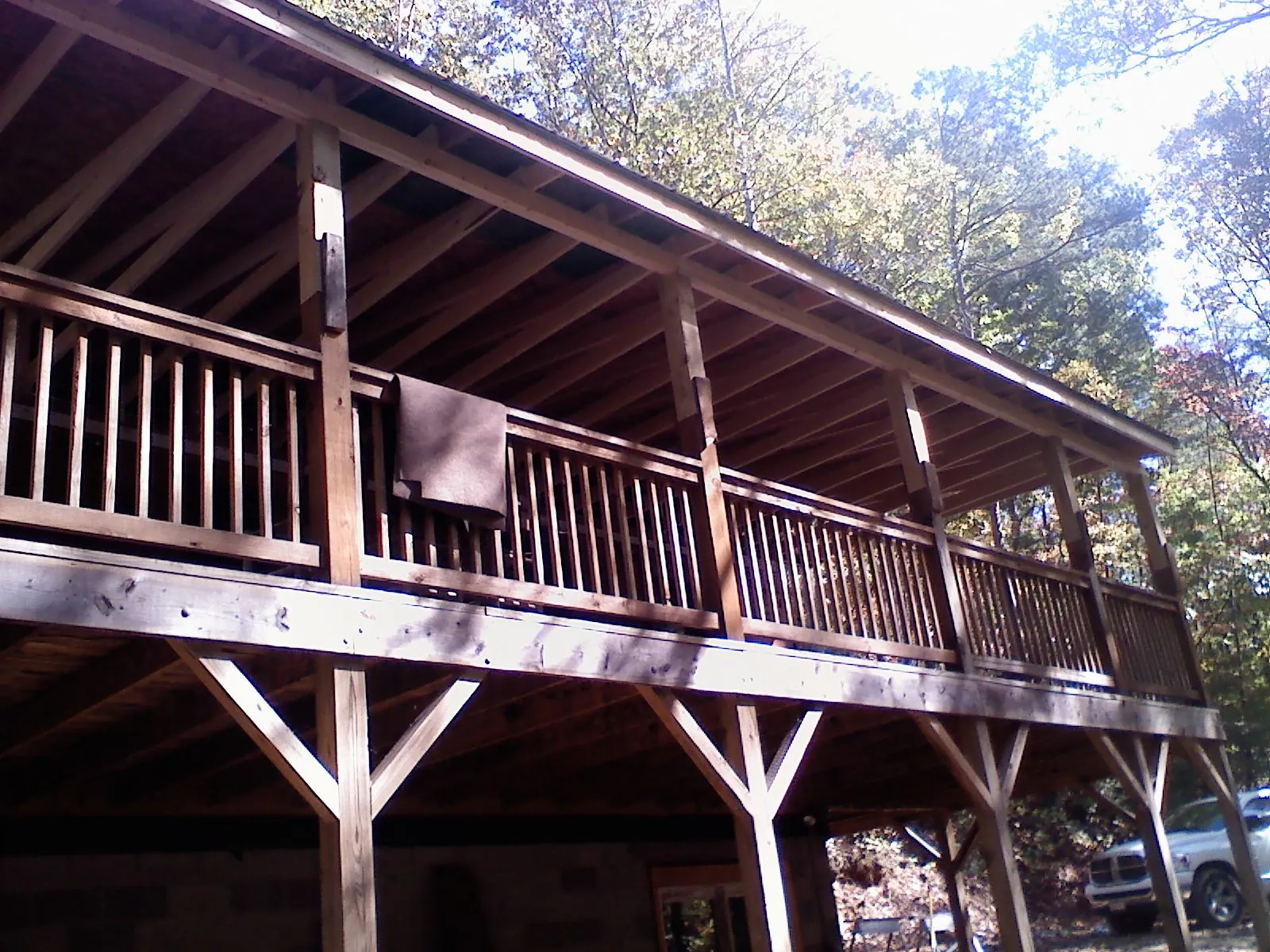 Timber framing under a new elevated porch and deck — Roof Leak Repair in Balm by Roofing Brothers